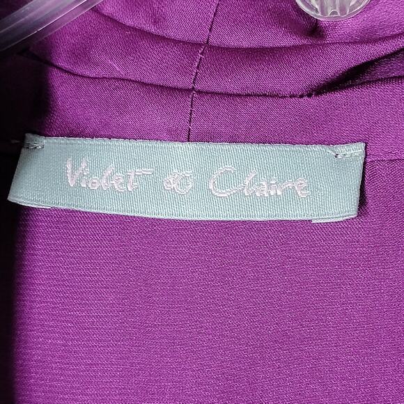 Violet & Claire Blouse Career Style Small Purple Sleeveless Attached Bow Tie - Picture 6 of 9